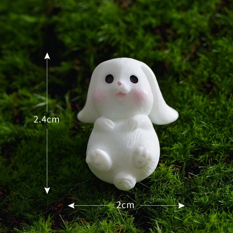 Resin Rabbit White Figurines Toy Model Desktop Car Decoration Accessories Gift