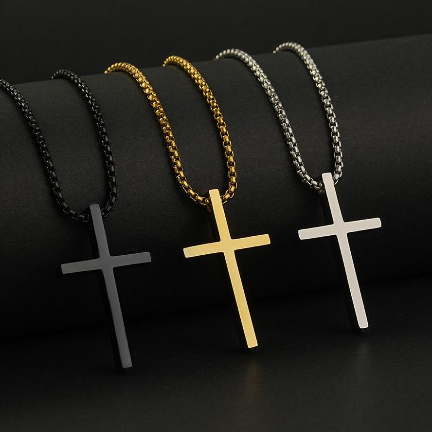 European and American Cross Necklace for Men and Women, Couple Pendant, Collarbone Chain, Simple Accessory, Mid-length Versatile Sweater Chain