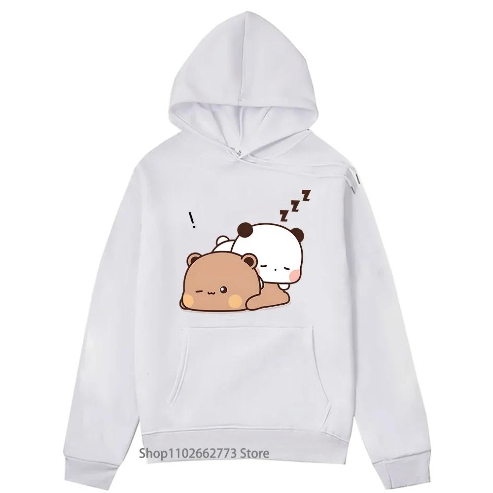 Kawaii Graphic Bubu Dudu Love Sleep Hoodies Bubu Dudu Sweatshirt Cartoon Panda Bear Women Casual Clothing Fleece Spring Tops