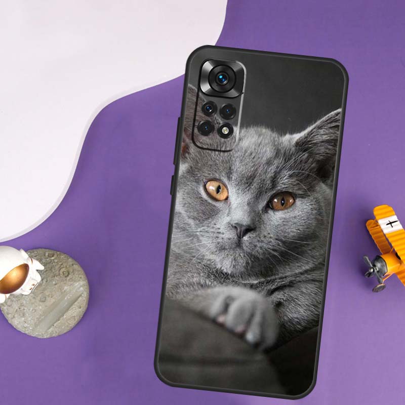 Beautiful Grey British Shorthair Cat Case For Xiaomi Redmi Note 13 Pro 14 12 9 10 11 Pro 10S 11S 12S Redmi 10C 13C 14C 12C Cover