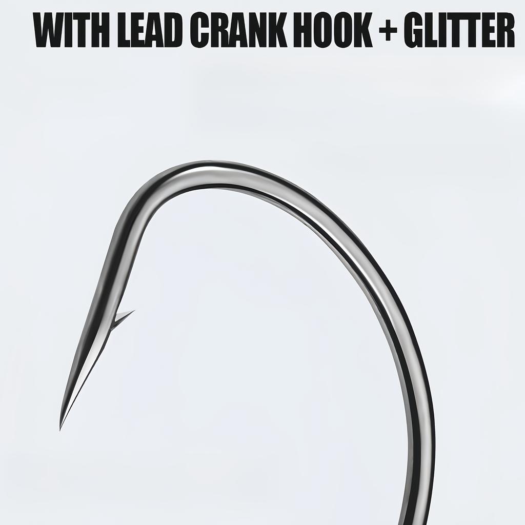 5pcs Heavy-Duty Lead Curved Fishing Hooks with Swivel Lead Head - Hook Point for Catfish, Carp, Pike, Trout - Sinkable Soft Bait for Texas Rig