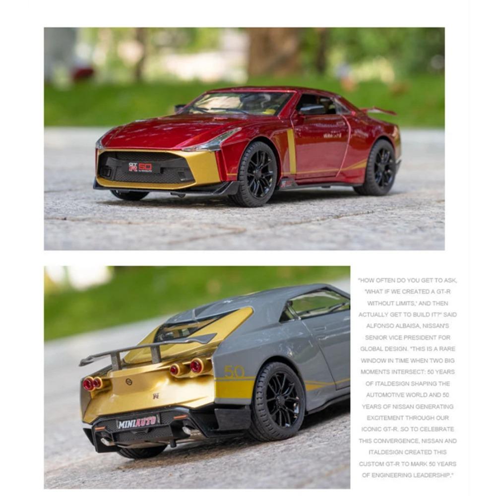 1/24 Niaasn GTR 50 Alloy Sports Car Model Diecasts Metal Toy Race Car Model Sound and Light Simulation Collection Childrens Gift