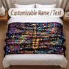 Music General Theme Soft Blanket Personalized Custom Name Text Print Warm Blanket Home Sofa Bedroom Decor