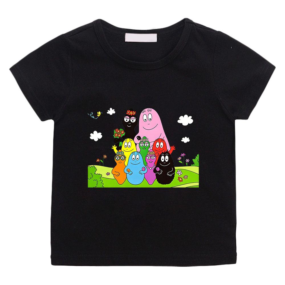 

Barbapapa Cartoon Print Children s T-shirt 100%CottonTees 2-12Y Boys Girls Kawaii Short Sleeve Casual Kids Tops Summer Toddler 100 чёрный