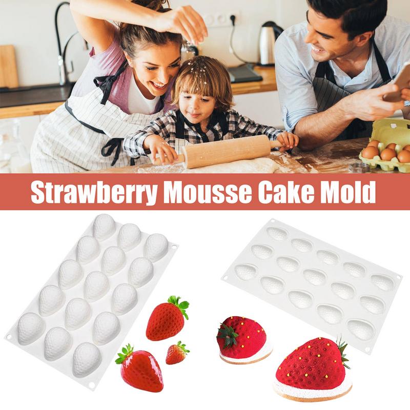 Silikon-Kuchenformen 15-Kammer Erdbeerform Mousse-Kuchen Backform Wiederverwendbar Antihaft-Backgeschirr Lebensmittelherstellung Kochwerkzeug Für