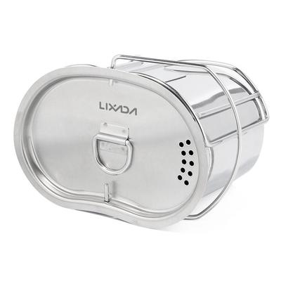 Lixada RVS kantinebeker met opvouwbare handgrepen en deksel voor kamperen en wandelen in de buitenlucht