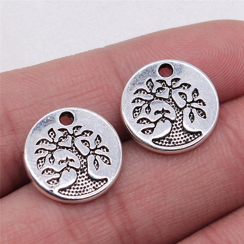 Charms Round Tree Of Life Pendants Vintage Jewelry Supplies QC109