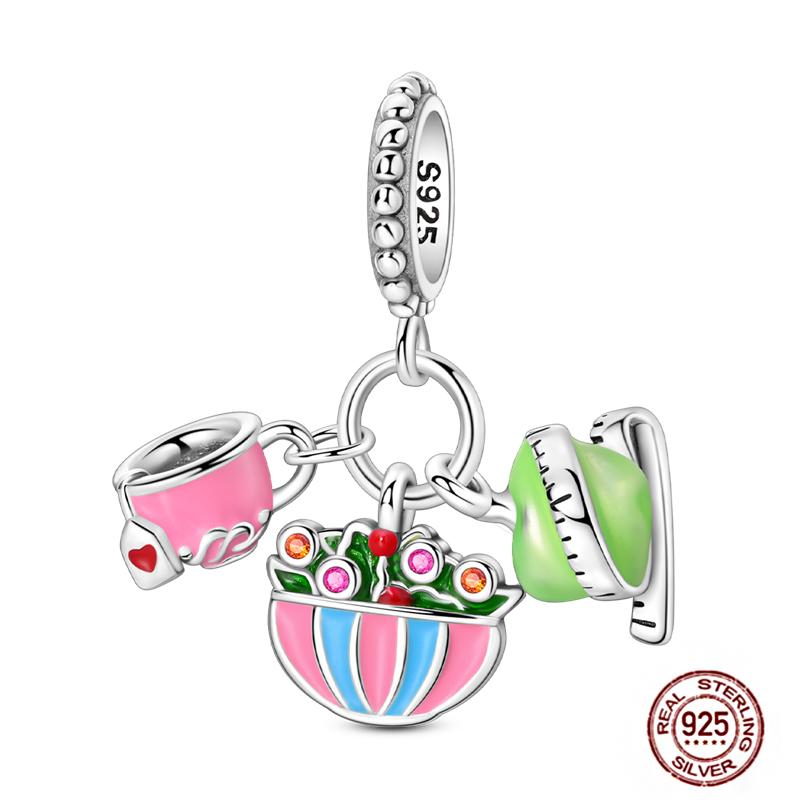 Pink Butterfly Charms Beadscopper Original Heart-Shaped Dog Paw Travel Charm Fit Bracelets Pendant For Women Jewelry Making