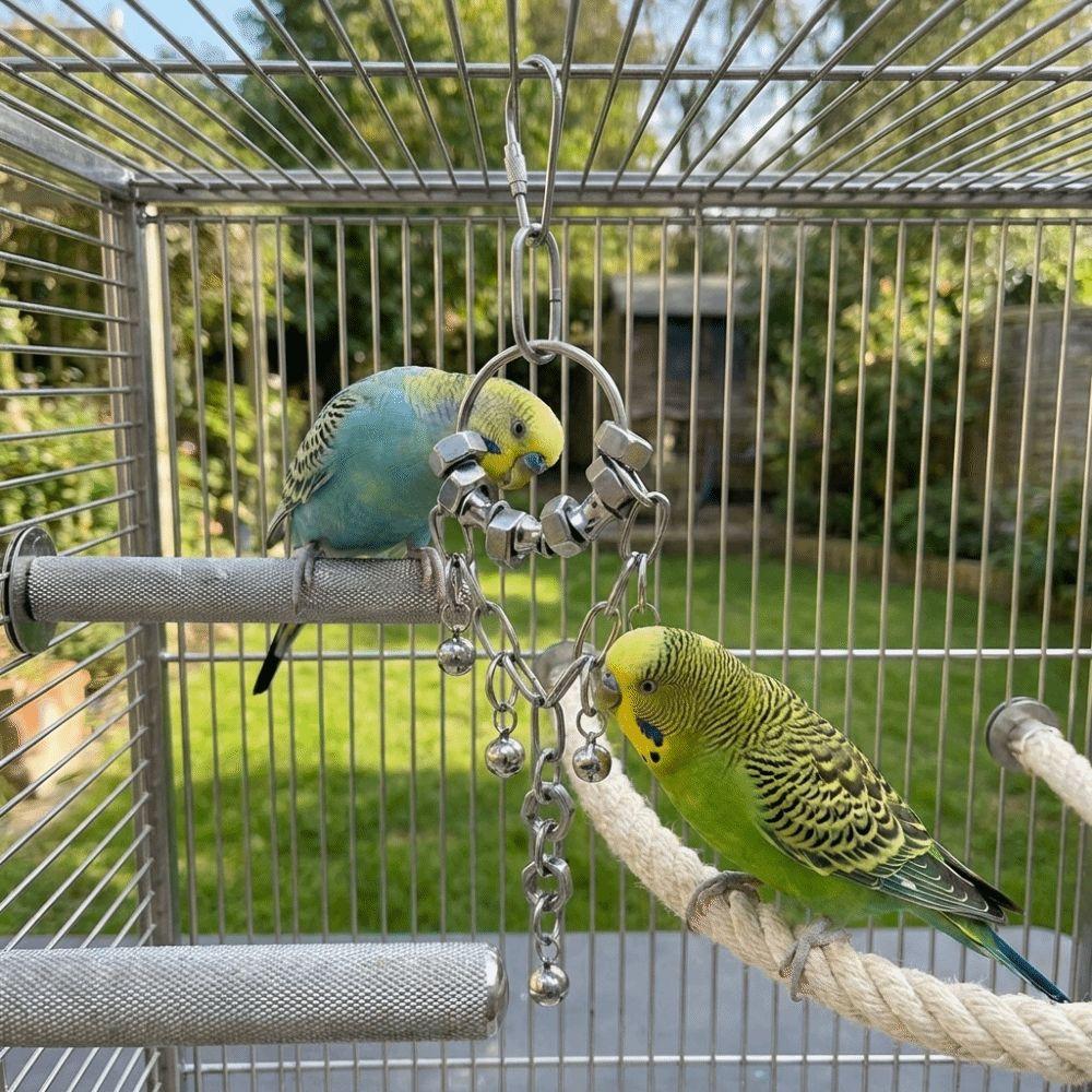 Wear-resistant Metal Bird Chain Bells Toys Bite Resistant Bird Cage Hanging Toy Small Medium Birds