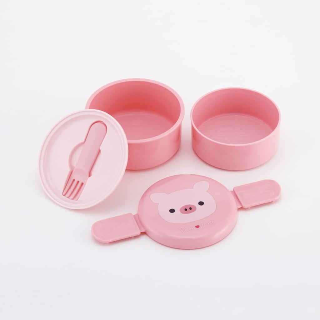 Skater Pig Lunch Made in Pompon's Box, 500ml, Two-Tier, Round, Antibacterial, Japan, ONWR1AG-A