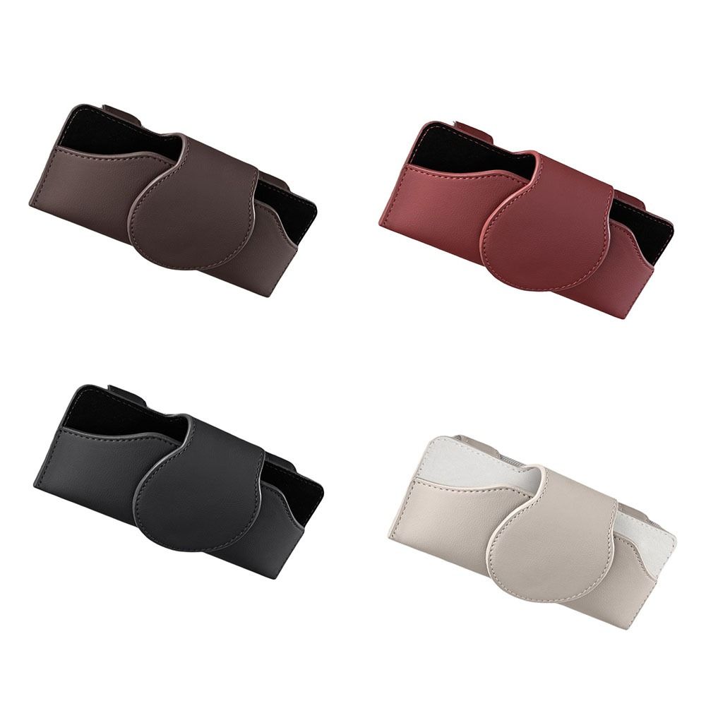Eyeglass Case Car Sunglasses Holder PU Leather Sun Visor Storage Box Car Glasses Case  Automobile