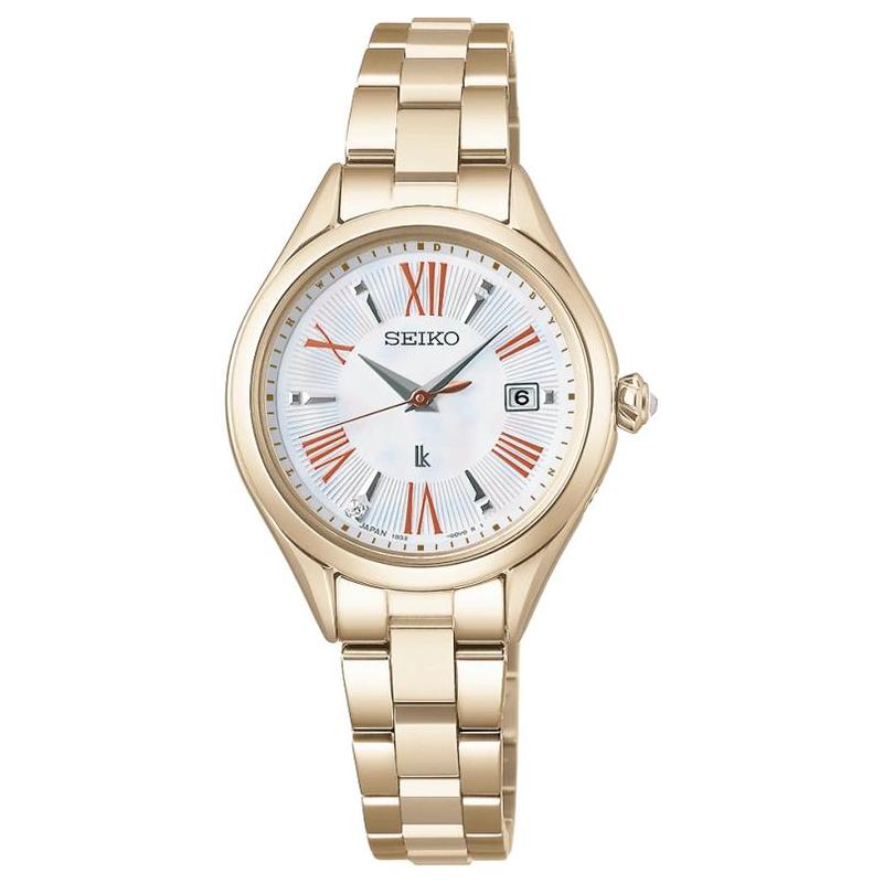 

SEIKO Lukia 100 meters waterproof solar Quartz titanium strap 28mm women s watch white dial SSQW098