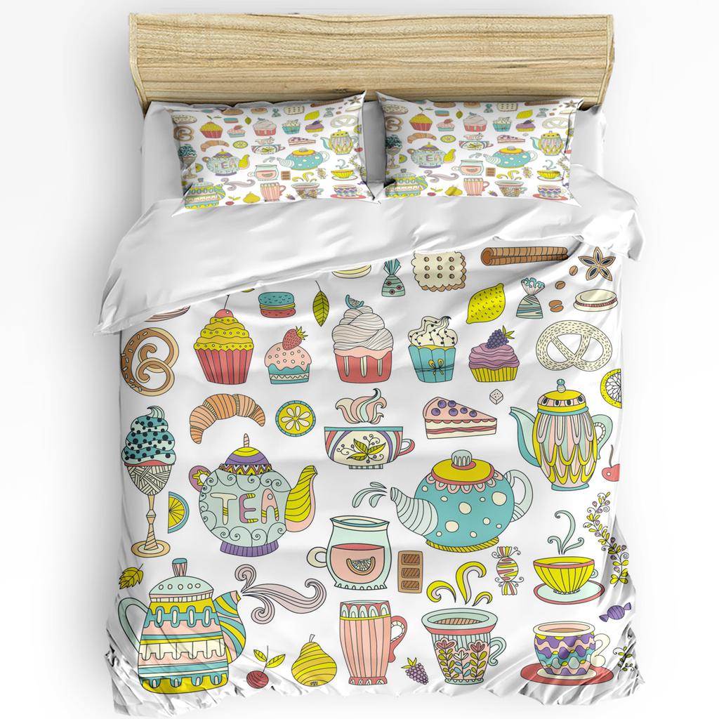 Cherry Fruit White Printed Comfort Duvet Cover Pillow Case Home Textile Quilt Cover Boy Kid Teen Girl Luxury 3pcs Bedding Set