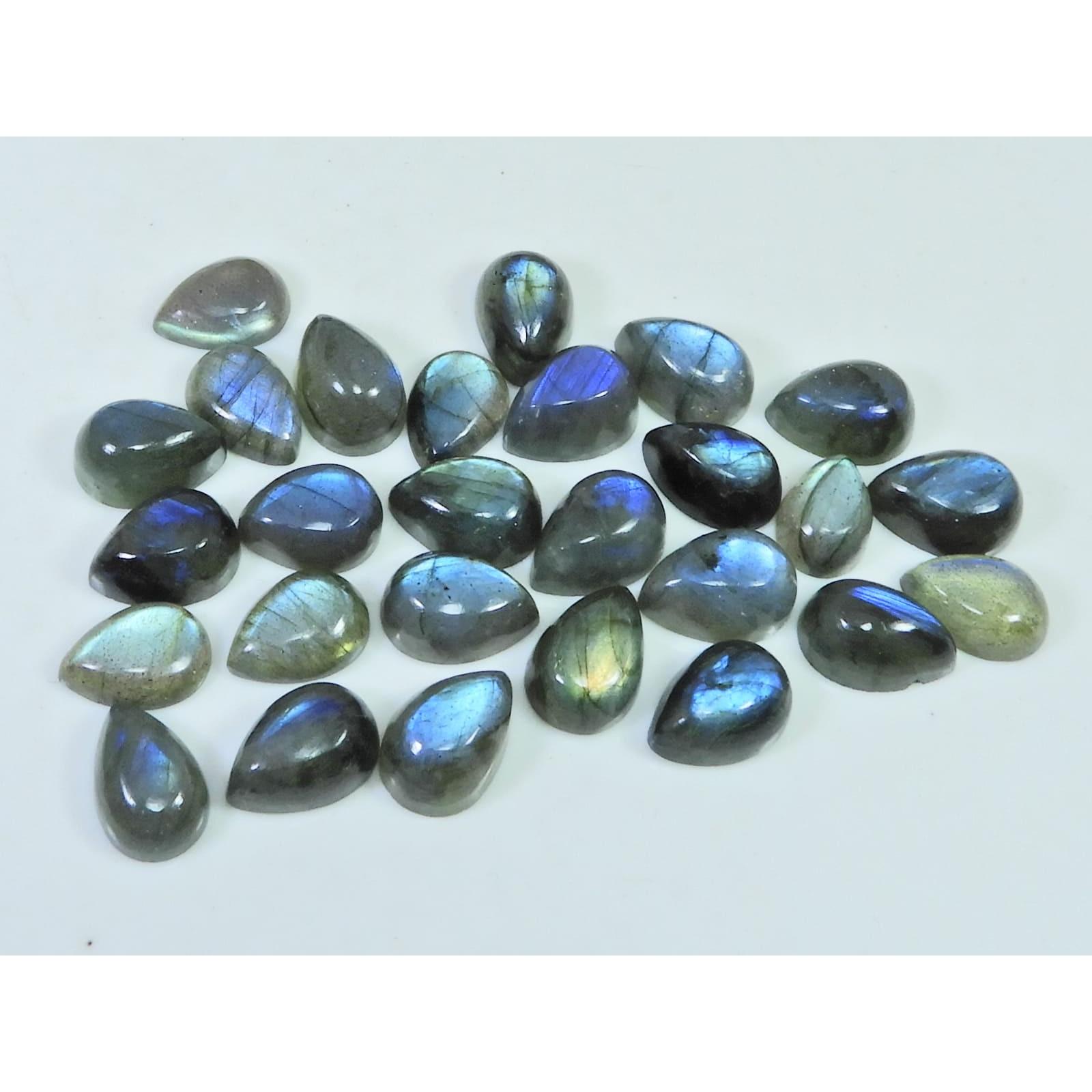 

08X11MM Natural Labradorite Blue Fire Pear Cabochon Loose Gemstone 27Pcs Lot C-1130