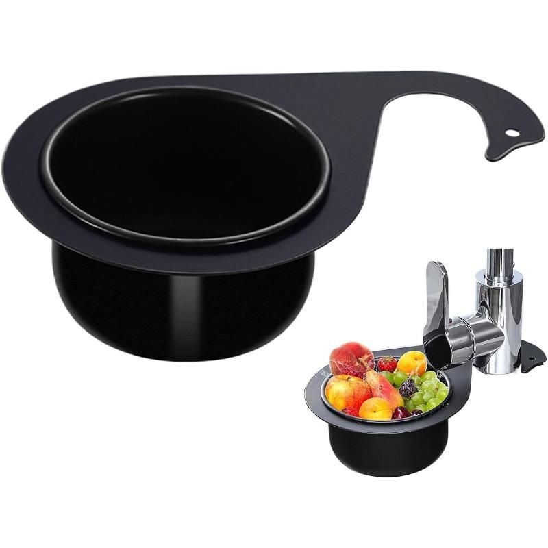 1pc Black Swan Stainless Steel Sink Strainer Basket, Modern Metal Faucet Hanging Corner Filter for Kitchen Waste, Durable Sink Organizer