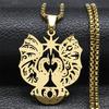 Modisches Fliegender Drache Halskette für Damen Herren Edelstahl Goldfarbe Heiliges Tier Amulett Anhänger Schmuck joyas NZZZ513S01