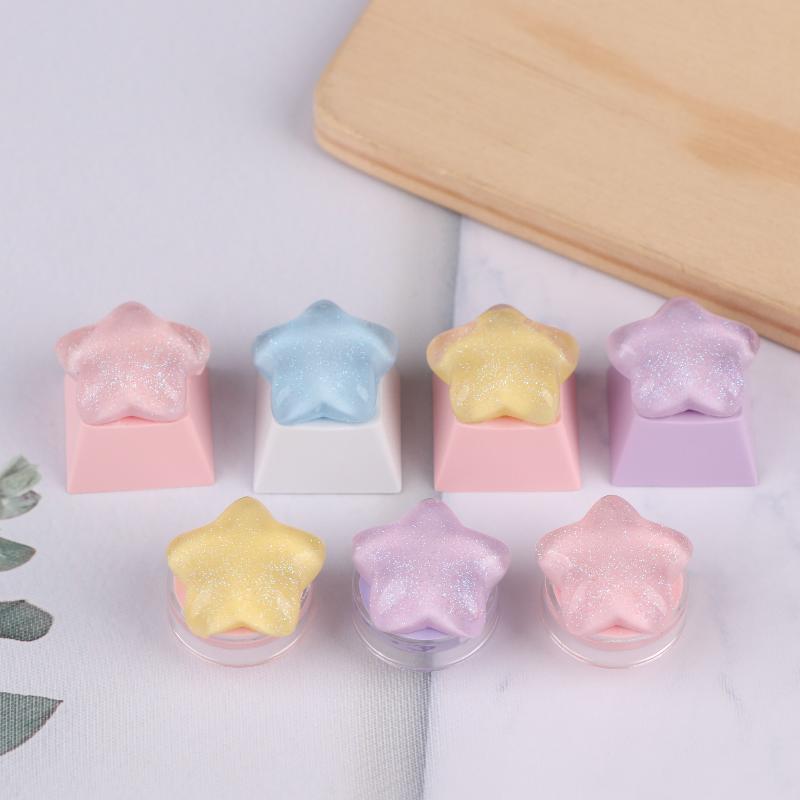 4Pcs Cute Star Keycaps Sweet Translucent Girl Personalized Gift Key Cap For Mechanical Keyboard Accessories