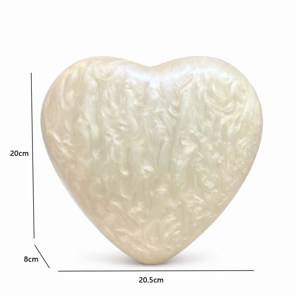Creative Design Geometric Heart-shaped Handbag Milky White Acrylic Evening Clutch Bag Lady Sweet Wedding Purse Clutch