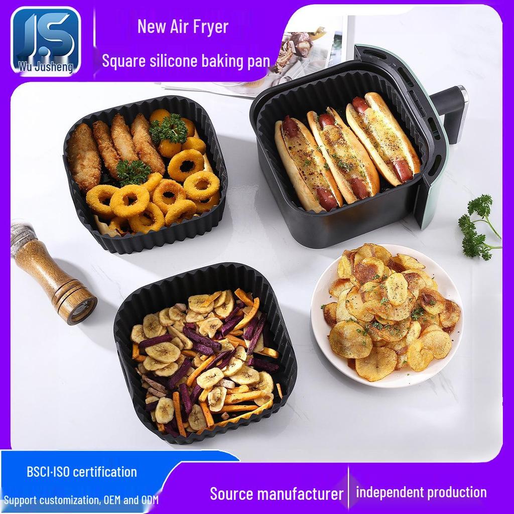 Silicone Food-Grade Square Air Fryer Pan: High Temp Resistant & Easy To Clean