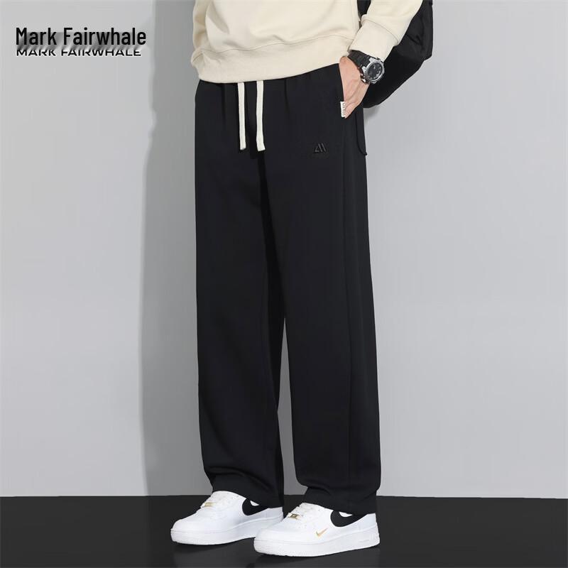 MARK FAIRWHALE Men's Loose Fit Straight-Leg Casual Sporty Trousers