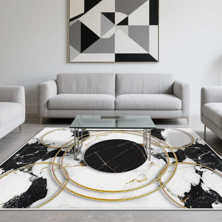 Modern Style Luxurious Carpet Living Room Marble Decoration Sofa Area Rugs Non-slip Bedroom Lounge Floor Mat Washable Doormat