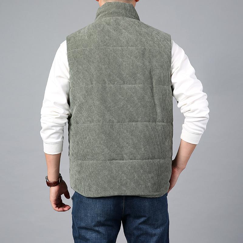 Autumn and Winter Corduroy Vest Men's Fleece Thickened Loose Large Size Stand-up Collar Casual Vest