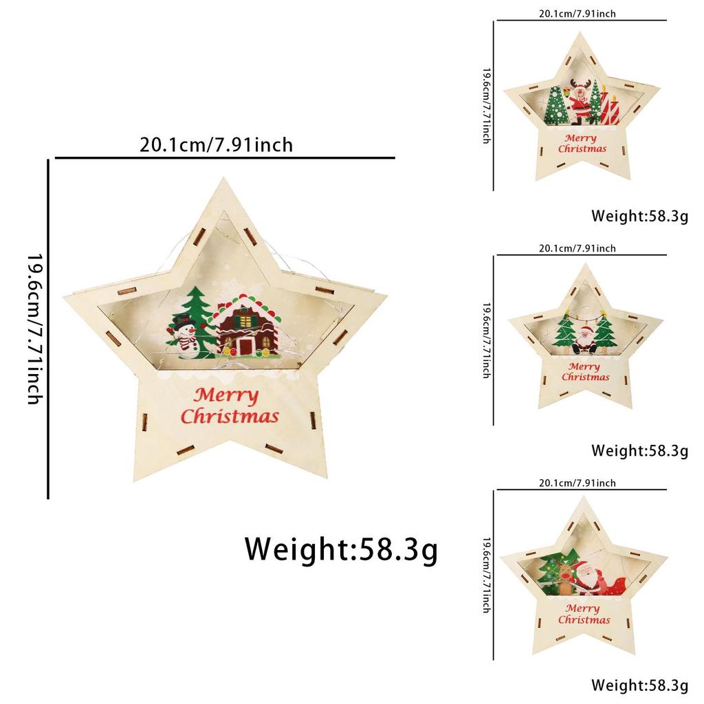 Festive Wooden Star Led Lighted Christmas Decoration For Kids With Charming Designs