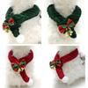 Christmas Pet Scarf with Bell and Bow, 17.7 Inch Long, Adjustable, Red and Green Christmas Neck Wrap for Cats and Dogs, Festive Holiday Bandana for