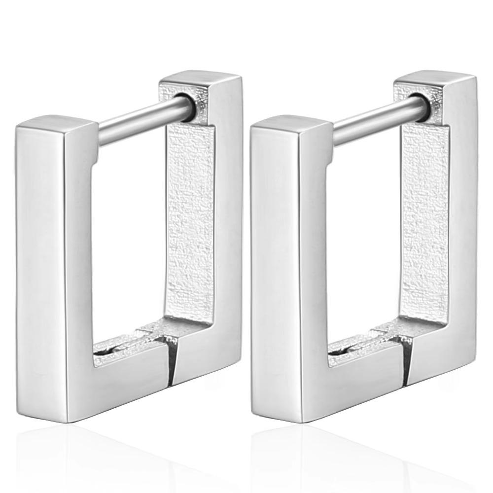 2 STÜCKE Neue Goldfarbe Quadrat Creolen Frauen Männer Edelstahl Huggie Minimalistischen Punk Unisex Rock Ohrringe Piercing Schmuck