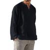 Cotton Linen Men Shirt Brief Breathable Comfy Solid Color Long Sleeve V Neck Casual Blouse Hawaiian Shirt Oversize Tops