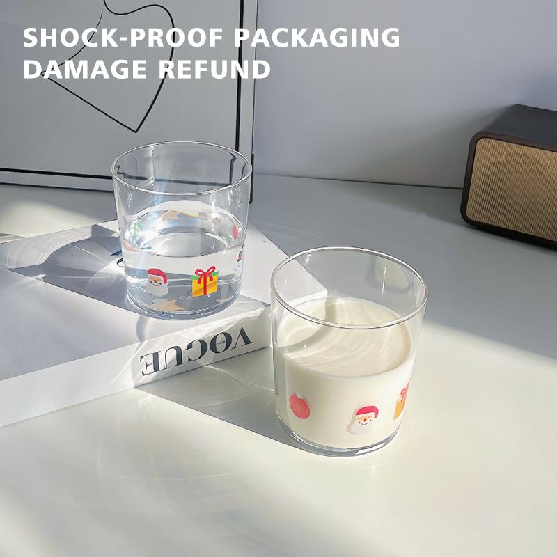 Cute Printed Glass Cups, Drinking Glassware , Bubble Cups for Iced Coffee, Juice, Beverage, Milk, Cocktails, Bubble Tea.