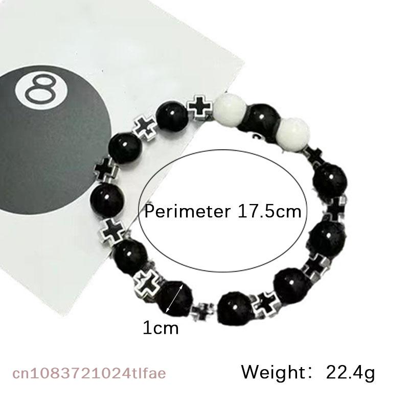 Billiard String Black 8 Couple Metal Cross Enamel Bracelet Original Gift Boyfriend Black 8 Bracelet