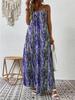 Spring Summer Women Fashion European American Style Printed Suspender Dress