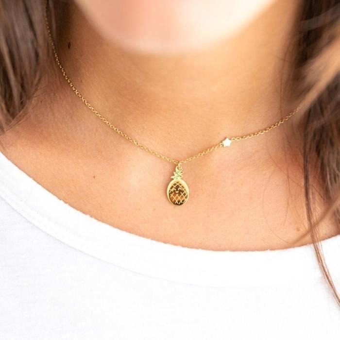 Pendentif - Mr. Wonderful - WJ20102 TROPICAL PARTY - Acier inoxydable - 45cm - Motif ananas doré