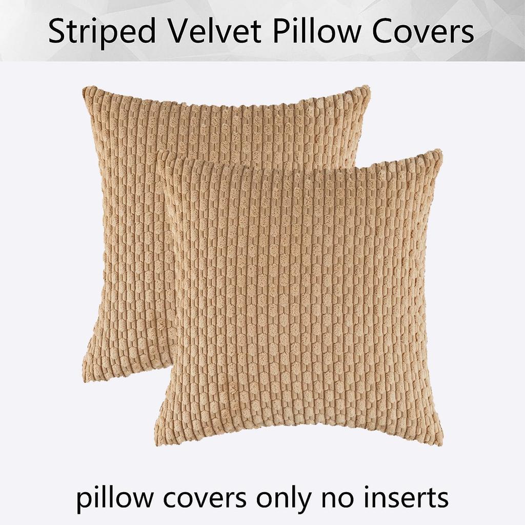 1pcs 55x55cm Cushion Cover Corduroy Pillowcase Khaki Striped Pillow Cover for Sofa Couch Living Room Bed Large Size Home Decor