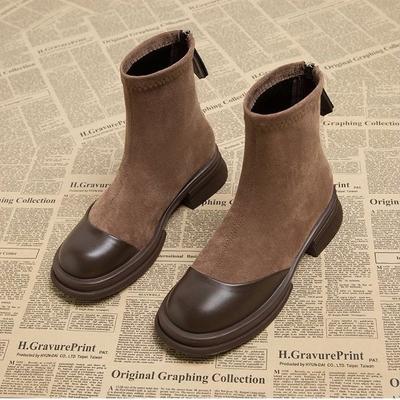 Botas Martin elásticas para mujer, suelas gruesas, aumento de altura, otoño e invierno, nuevas, moda pequeña, botines cortos, botas finas