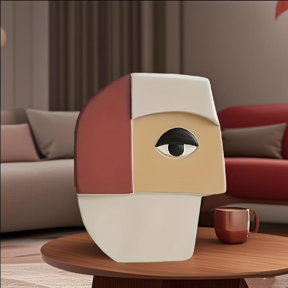 1 peça Vaso de Rosto Abstrato Artesanato em Resina, Ornamento Artesanal para Decoração de Casa