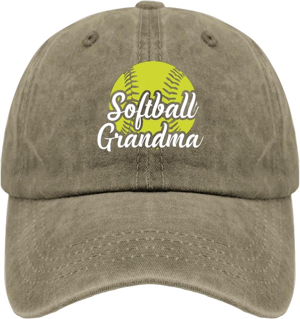 Softball Grandma Baseball Cap Washed Denim Adjustable Casual Hat for Adult Women