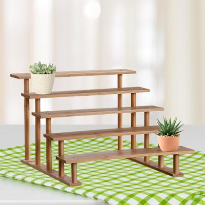 Wooden Display Riser Stand Wood Decor Simple 5 Tier Cupcake Desserts Holder for