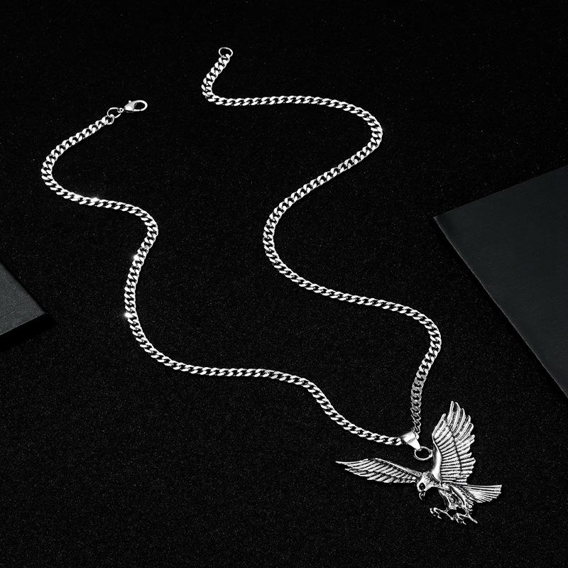 Retro Hip Hop Eagle Wings Pendant Necklace for Men