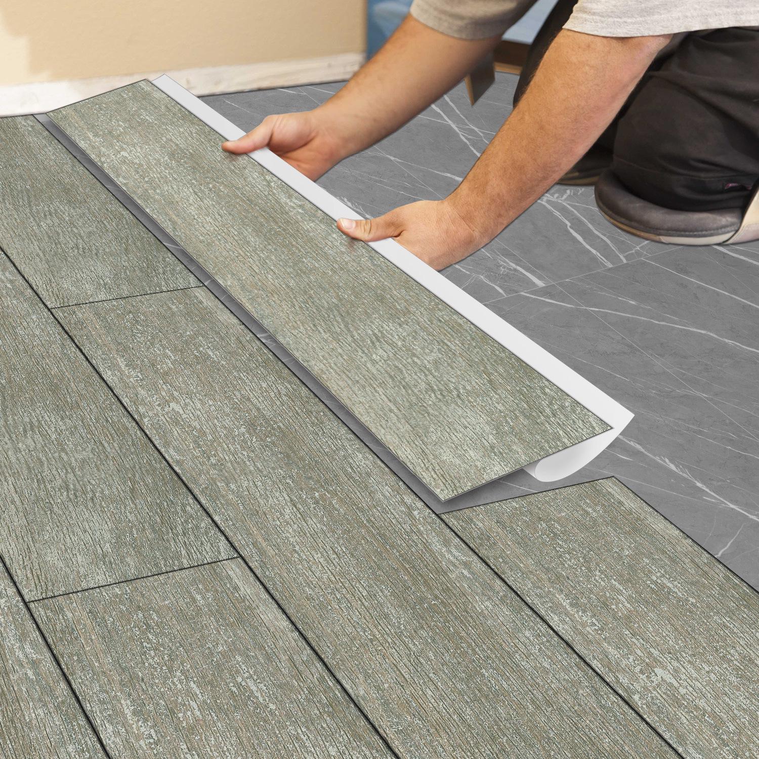 

Матовые самоклеящиеся ПВХ напольные наклейки под дерево: Водонепроницаемый, Защищающий от загрязнений для ремонта кухни и спальни 15x90cm, 10 pieces per roll