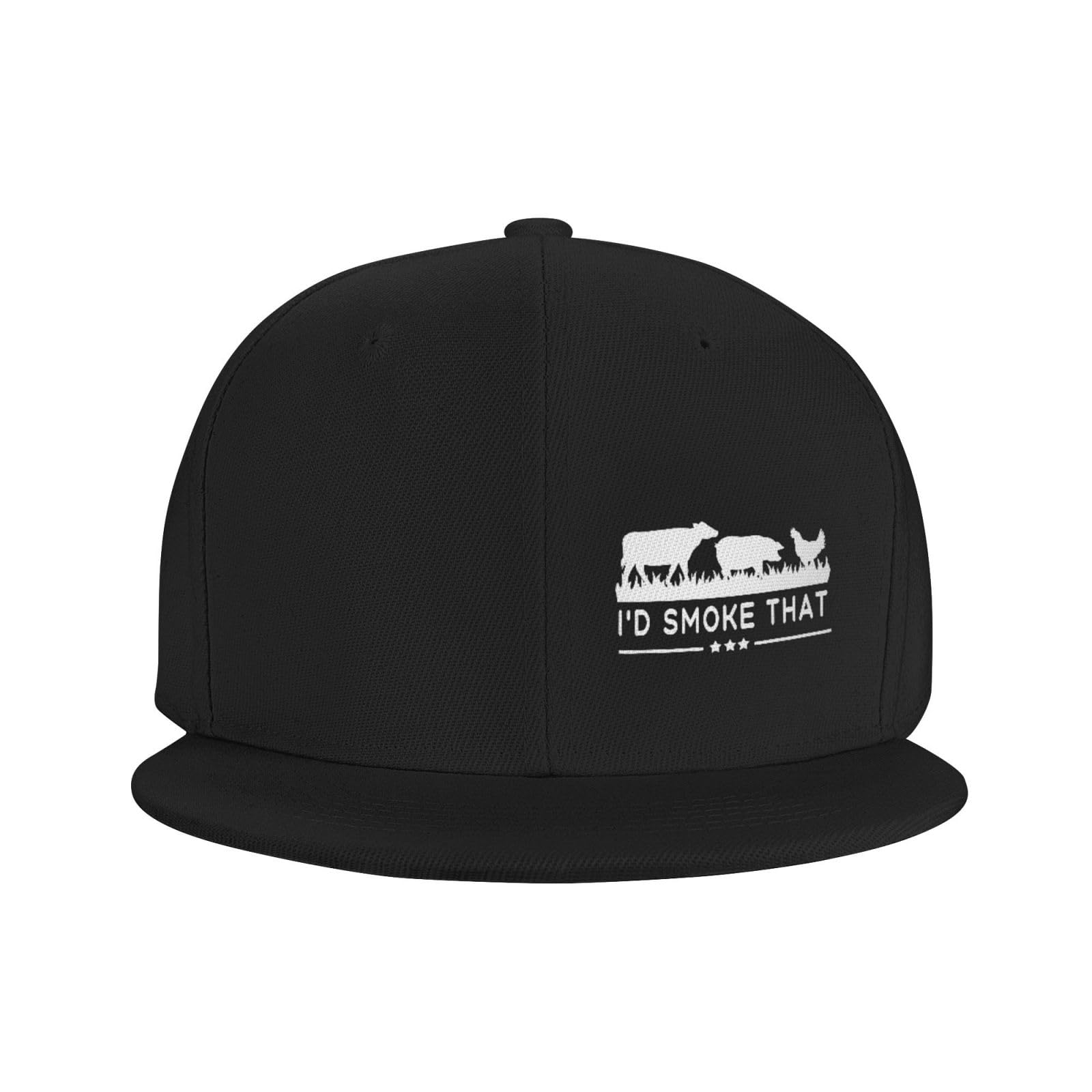 I d Smoke That Patriot BBQ Barbeque Cook Chef Flat Bill Hats for UnisexAdjustable Trucker Dad Hats Snapback Adjustable