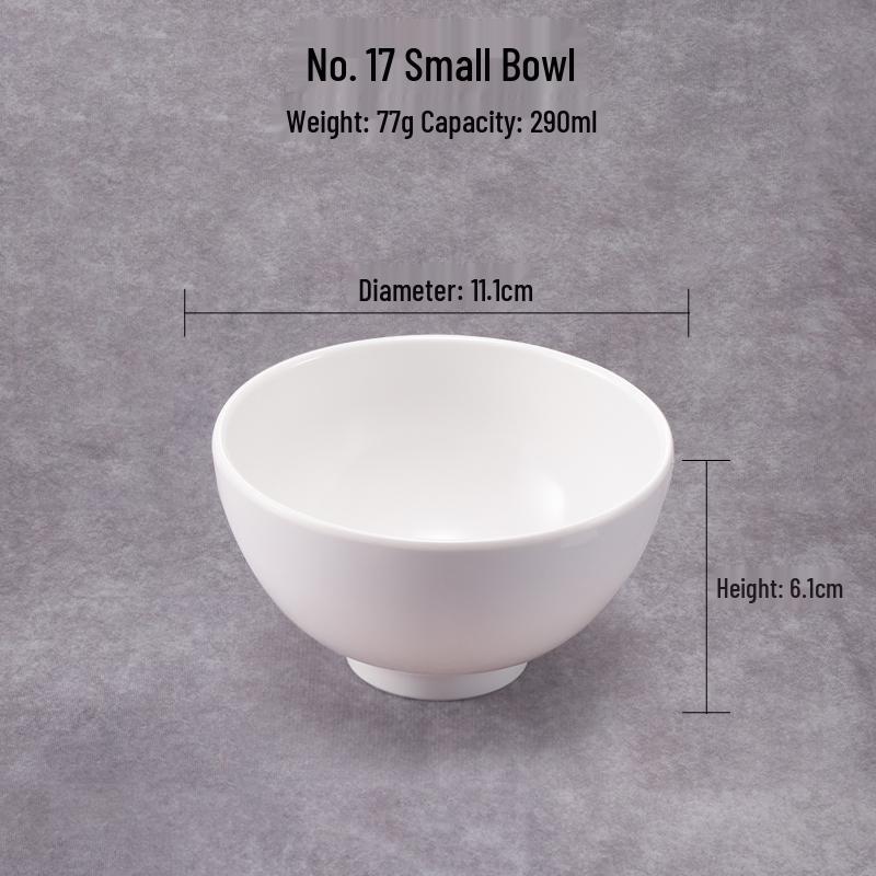 

Durable Melamine Bowl - White Porcelain-Look, Ideal for Rice, Hot Pot, Sauces, Fast Food, and Soup in Restaurants or Canteens. Drop-Resistant.
