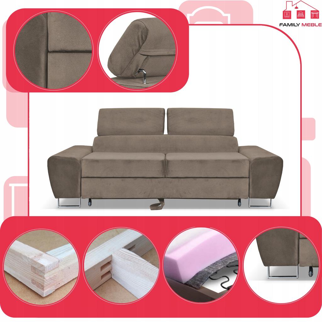 Sofa Couch Bosso Living Room Family Furniture Brown Velvet Reg Headrest