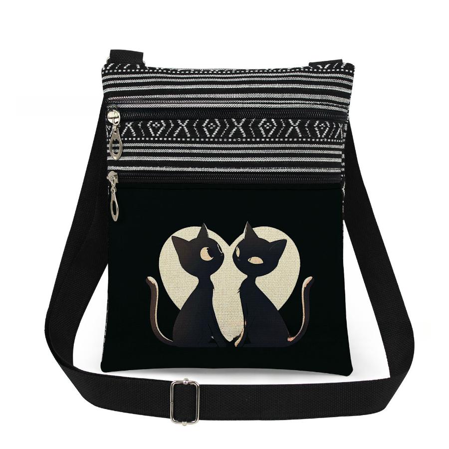 1PC Cat Print Tote Bags Women Shoulder Handbags Postman Package 6960