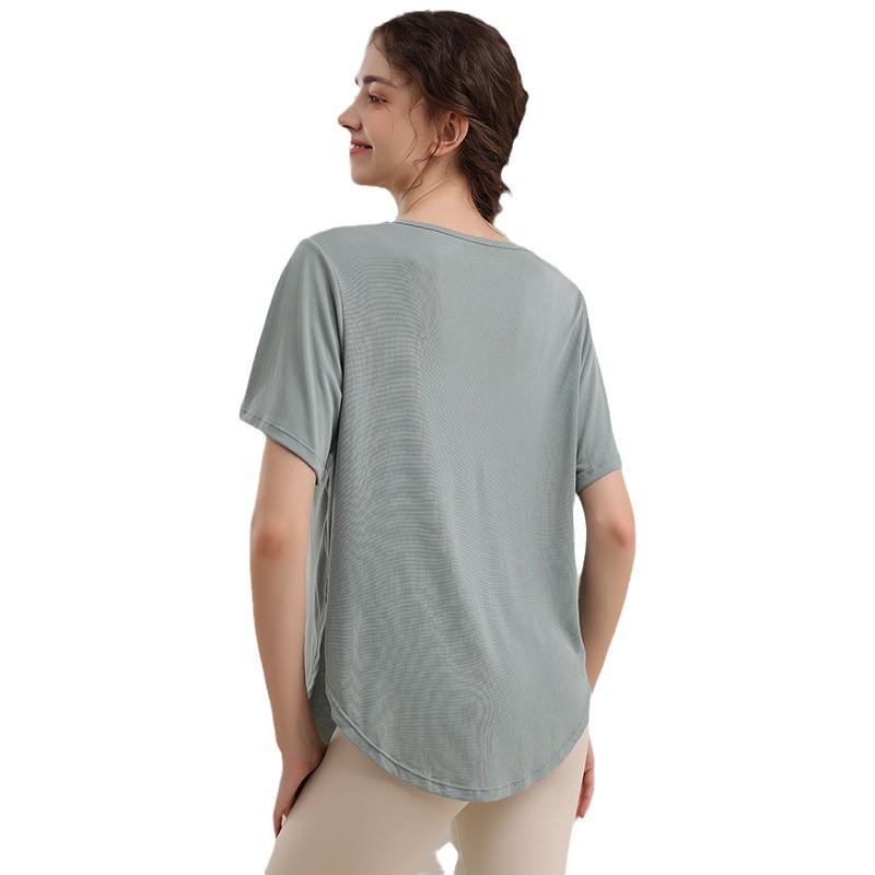 Women's Summer Loose Fit Sport Cover-up Yoga T-Shirt - Breathable, Sweat-wicking, Short Sleeve Fitness Top