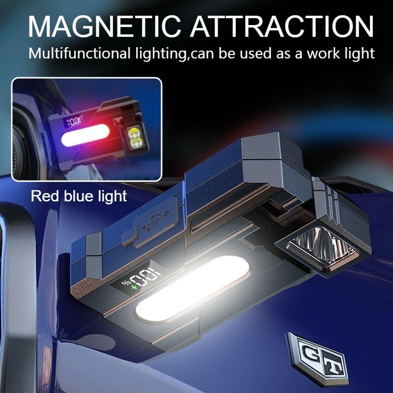 Small LED Flashlight Dual Light Source Keychain Light Ultra Bright USB Rechargeable Work Emergency Walking EDC Flashlight