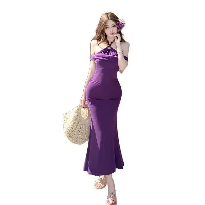 Sweet Spice Girl Pure Desire Sexy Shoulder Neck Dress Female Design Sense Nightclub Fashion Temperament Beautiful Fashion Advanced