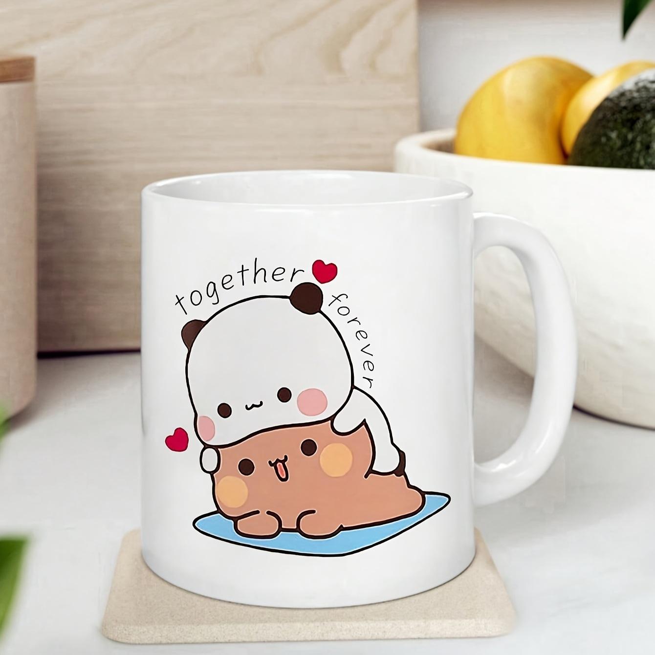 Coffee cup office household water cup coffee breakfast couple ceramic cup creative cute high value ceramic cup 301-400ml