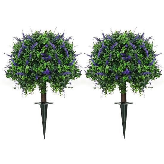 

Искусственный лавандовый шар для топиарной стрижки, искусственное дерево для топиарной стрижки с шипами, искусственные кусты, устойчивые к ультрафиолетовому излучению, искусственные кустарники для внутреннего и наружного украшения дома, сада, двора 2pcs